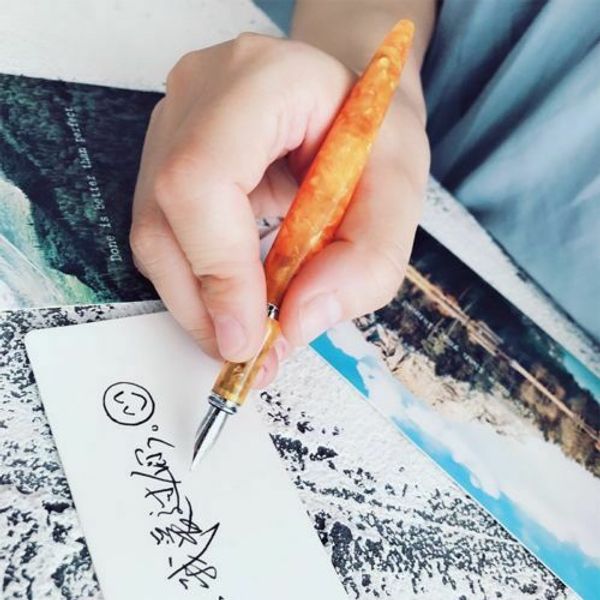 

fuliwen love orange resin fountain pen converter pen fine nib