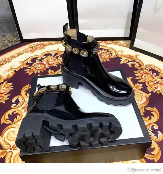 

2020 womens leather shoes lace up ribbon belt buckle ankle boots factory direct female rough heel round head size:36-42, Black