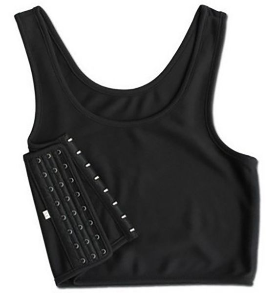 

les lesbian undershirt breathable buckle short chest binder summer cos bra vest sports underwear net fabric, White;black