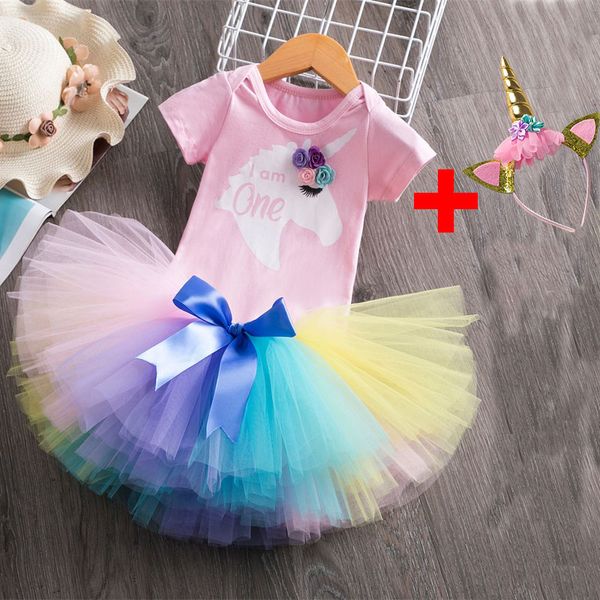 

unicorn dress infant baby girl clothes 1 year birthday dresses first birthday party unicorn clothing kids baby christening gown, Red;yellow