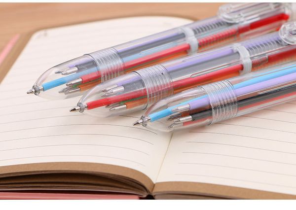 

творческий прозрачный 6 цветов шариковые ручки милый студент канцелярские многоцветный шариковая ручка офис масляная ручка цвет шариковая ру, Blue;orange