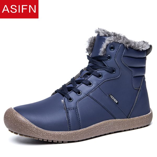 

asifn men winter boots warm male fur shoes man snow ankle waterproof tactical chaussure homme big size casual shoes, Black