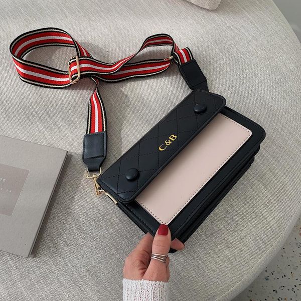

designer-2019 new pu trend lady fashion bag two-tone women crossbody bag wide shoulder bags xiangdangdang/3