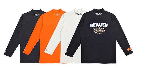 

Mens Brand Fashion Letter Print High-Neck T-Shirts Long Sleeve Loose Breathable Tee Male Hip Hop Clothing