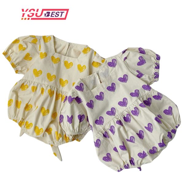 

0-2y baby girls clothes newborn clothes summer baby girls short sleeve heart embroidered bodysuit suit girl white cotton romper, Blue