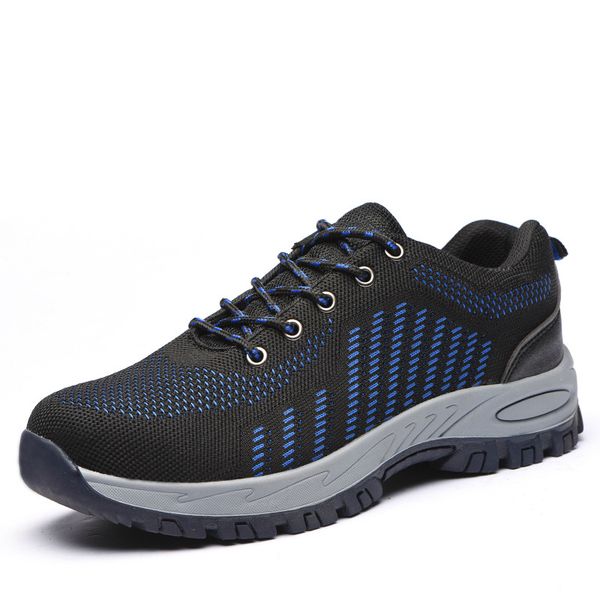 

plus size mens fashion breathable mesh steel toe caps working safety shoes anti-puncture security boots zapatos de seguridad man, Black