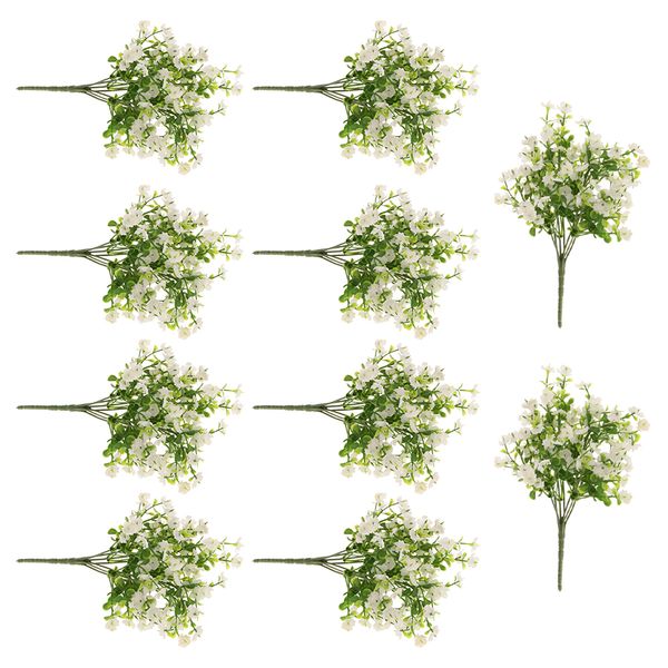

10pcs artificial gypsophila bouquet wedding home garden faux flower decor white