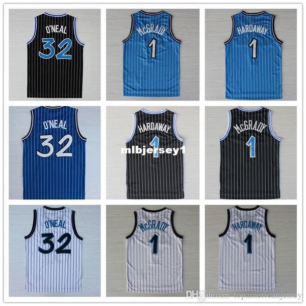 

hardaway #1 o'neal #34 mcgrady 1 retro basketball jersey, stitched logos basketball jersey ncaa college, Black;blue