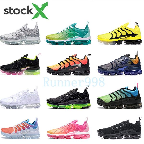 

tn plus geometric active fuchsia black mens women running shoes grid print lemon lime bumblebee game royal trainers sports sneakers 36-45