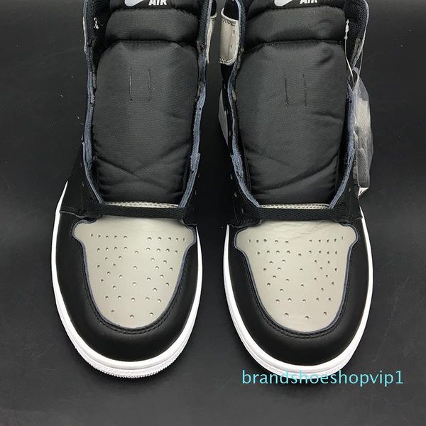 

hot sale-air 1 high og теневые 555088-013 1s i черный серый спортивная обувь кроссовки кроссовки с оригинальной коробке, Black;white