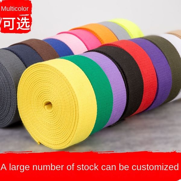 

3.8cm wide canvas candy ribbon candy color plain stripe polyester cotton ribbon canvas cloth luggage belt backpack belt, Black;brown