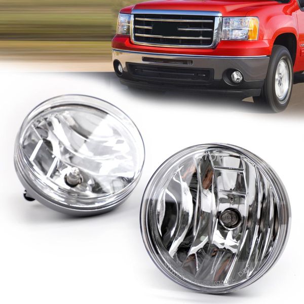 

areyourshop front bumper fog lights driving lamp for gmc sierra 2007-2013 w/bulbs clear car fog light accessories parts