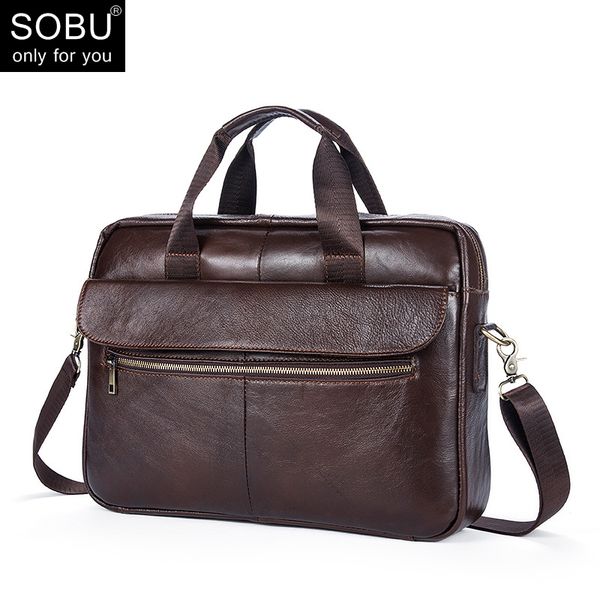

genuine leather men briefcase new fashion commercial lapbriefcase cross-body shoulder bag n073