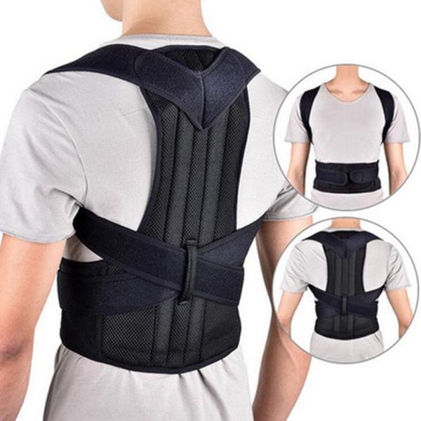 

adjustable magnetic spine posture corrector corset back brace back belt lumbar brace spine support correction male female vests, Black;blue