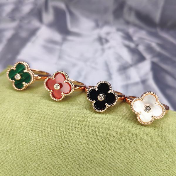 

luxury flower back cover yellow white brown blue red zircon rose gold color ladies ring fashion personality creative wild holiday gift ring, Golden;silver