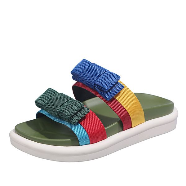 

sandals women's outer wear thick bottomed new style versitile fashion mixed colors casual bow slipper t05, Black