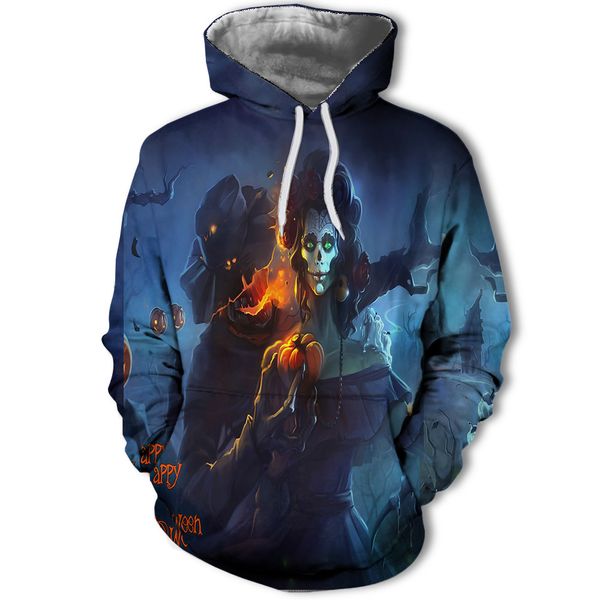 

mens designer million holy day skeleton witch series casual 3d digital printing hoodie, Black