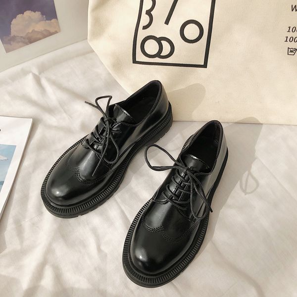 

2020 fashion spring autumn oxford flats woman loafers shoes femme new patent leather shoes woman casual women's flats u19-06, Black