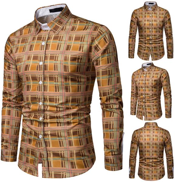 

2019 mens trend print shirt long sleeve shirt male social casual party chemise #g7, White;black
