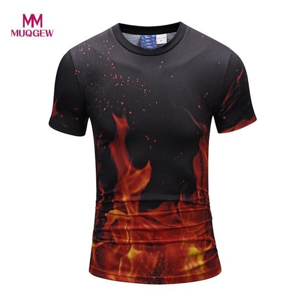 

men's summer t-shirt casual fire 3d printing short sleeve o-neck t-shirt dos homens camiseta de los hombres, White;black
