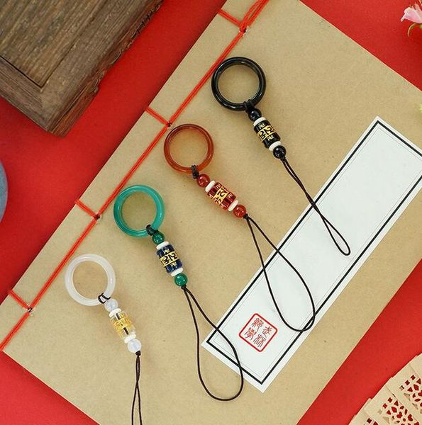 

jade кольцо для мобильного телефона талреп пряжки украшения для мобильного телефона природные агат кольцо шесть слов мантра большой мантра ц, Silver