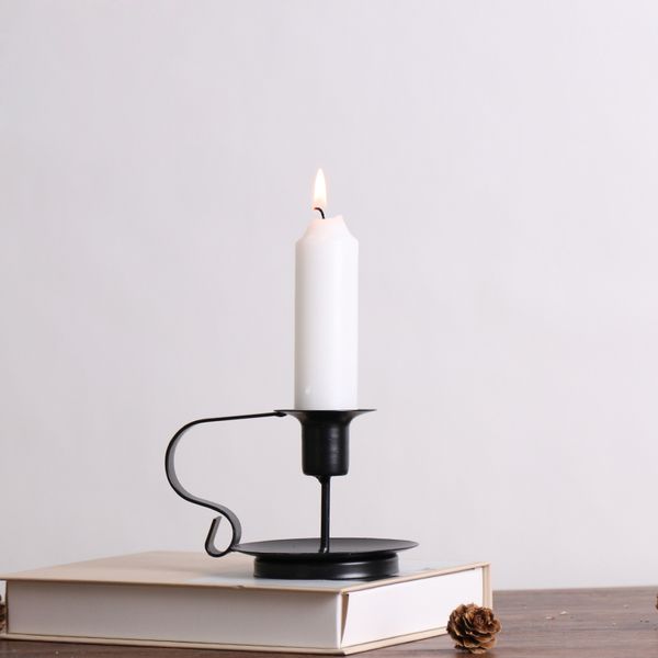 Vintage Retro Style Stand Candle Holders Black Iron Art Candlestick Holder Home Decoration Candle Stand Centro De Mesa Tall Floor Candle Holders Tall
