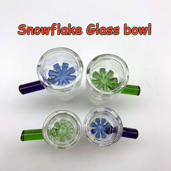 14mm 18mm männliche Glasschalen weibliche bunte Schalen mit Schneeflockenfilter Aschefänger Glas-Huka-Schüssel für Glaswasserbongs Bohrinseln