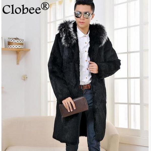 

men faux fur long coat winter outwear 2020 thicken faux black jackets coats plus size leather jackets with hood wr653
