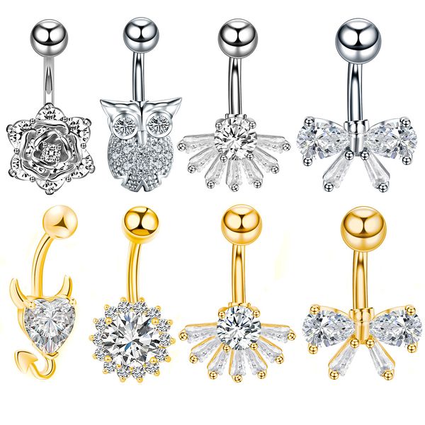 

1pc navel пирсинг стали пупка кольца мода aaa циркон живот кольца штанги navel серьги бар сексуальное тело пирсинг ювелирные изделия, Silver