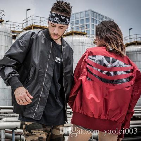 

europe and america high street webbing bomber jacket autumn street tide brand hip hop personality men and women loose thin coat, Black;brown