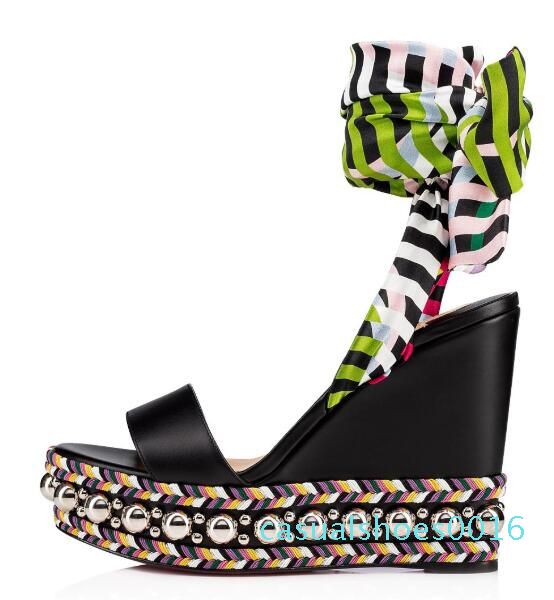 

elegant style ladies designers women levantine gladiator sandals dress wedding red bottom wedge sandals ladies party summer sandals c16, Black