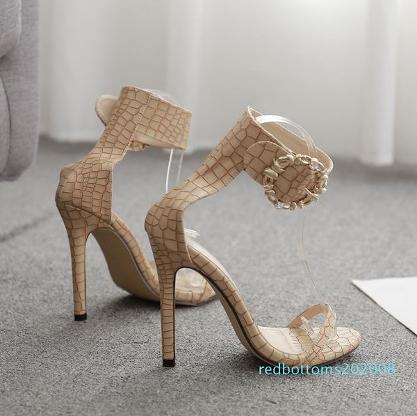 

with box metal buckle snake grain high heel pumps designer sandals size 35 to 40 08r, Black