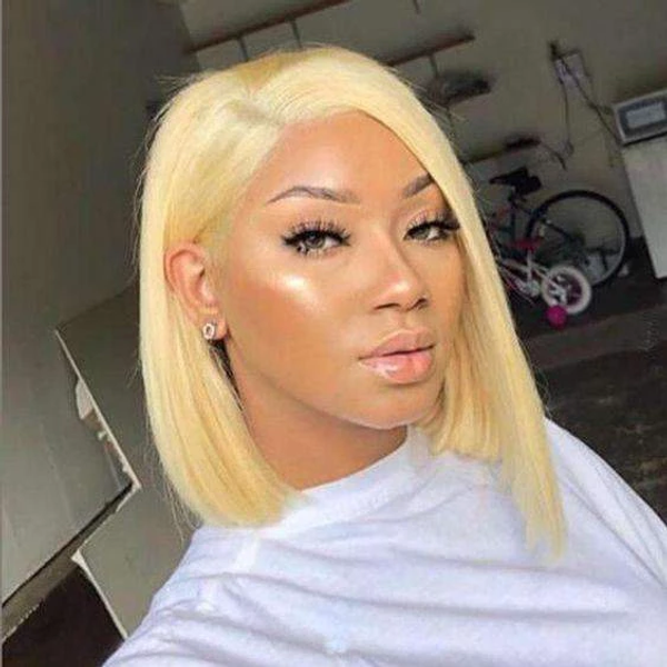 

613 blonde 13*4 lace front short human brazilan hair wigs for black women 150 density pre plucked with baby hair for women