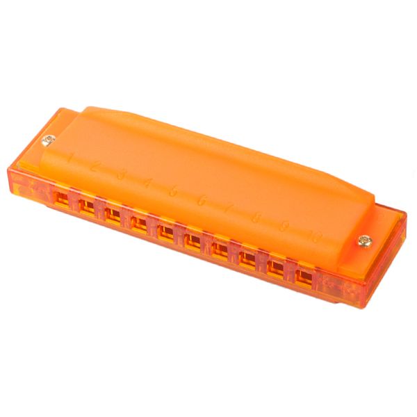 

plastic 10 hole harmonica key of c orange for adults beginners kids