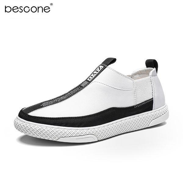 

bescone men's fashion sneaker slip on casual flats driving shoes male zapatillas hombre, Black