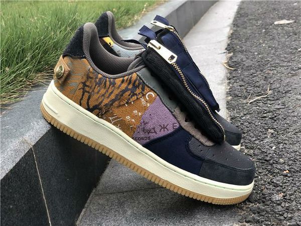 

2019 new style travis scott x 1 low cactus jack multi color muted bronze fossil sports shoes men women cn2405-900 size us12