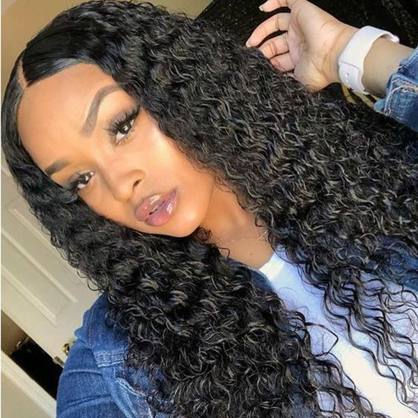 

curly wig 360 lace frontal 150% density with baby hair glueless lace front human hair wigs pre plucked lace wig long wig, Black