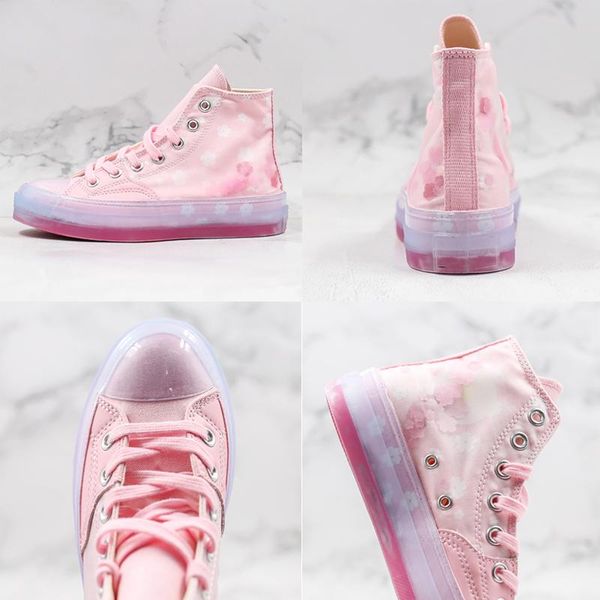 

classic 1970s golf le fleur x chuck 70 lace new women skateborad casual shoes fashion jelly bottom high cut pink canvas sneaker 35-39, Black