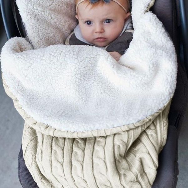 

newborn baby winter warm sleeping bags infant button knit stroller wrap toddler blanket sleeping bags #t1g