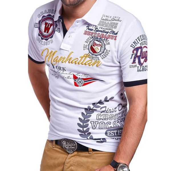 

men's polo fashion new mens slim polos casual letters print slim shirts mens european and american style polo shirt 4 colors size s-3xl