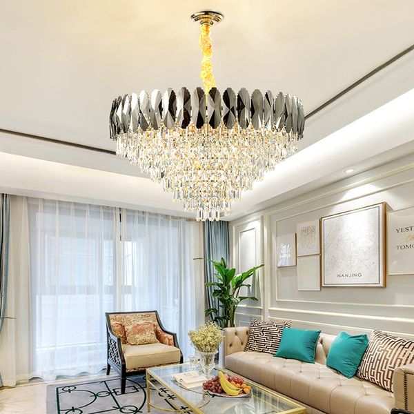 New Design Contemporary K9 Crystal Chandelier Lighting Fixtures Modern Chandeliers Led Lights Adjustable Living Room Bedroom Pendant Lamp Globe