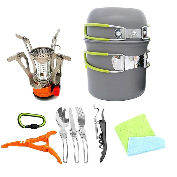 

открытый посуда пеший туризм горшок кемпинг посуда посуда с газовой плитой ложка вилка кемпинг оборудование набор для приготовления пищи