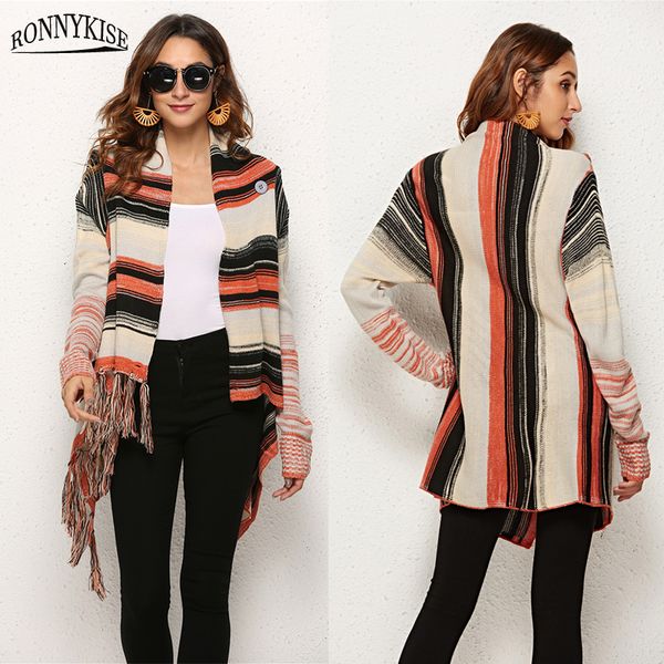 

women's knits & tees ronnykise knitted sweaters fashion long sleeve tassel cardigan sweater ladies casual autumn winter clothes, White