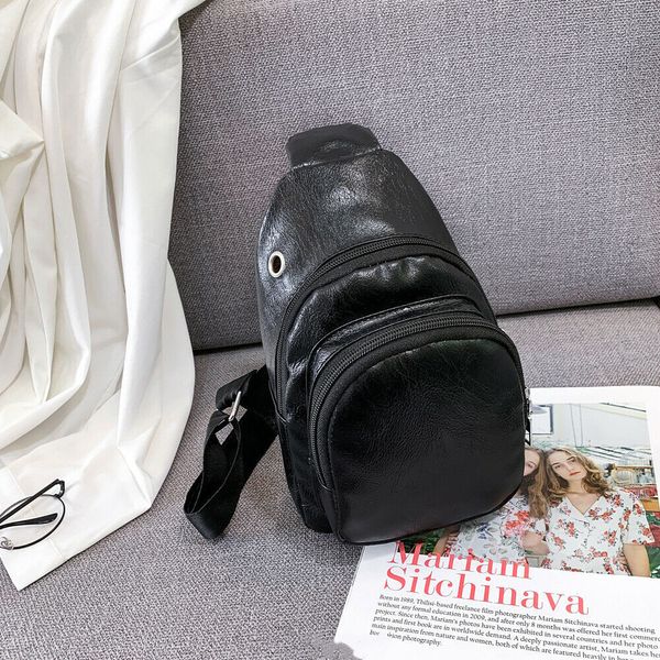 

new men chest bag leather sling business travel hiking street bag for male fashion crossbody messenger shoulder