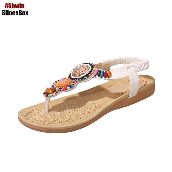 Bohemia Thong Sandals Handmade Beads String Vintage Beach Flats
