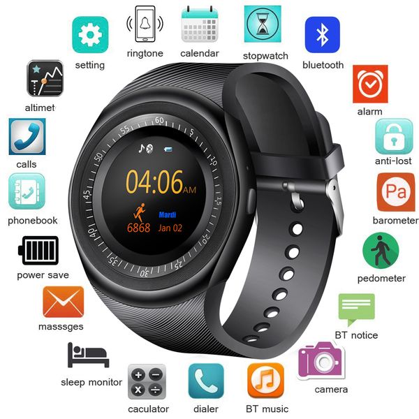 

smart watch men led color touch screen sport pedometer bluetooth smart watch support sim relogio inteligente gejian 2019 new, Slivery;brown
