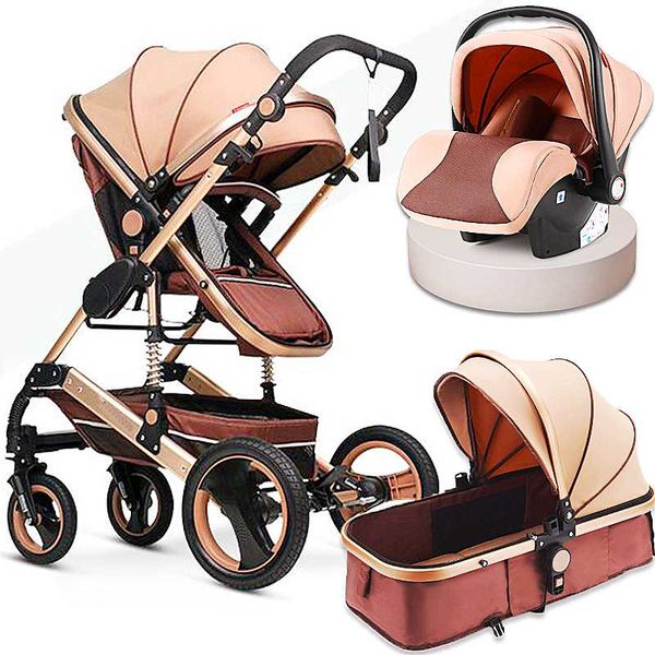 

baby strolle multifunctional 3 in 1 baby stroller high landscape stroller folding carriage gold newborn