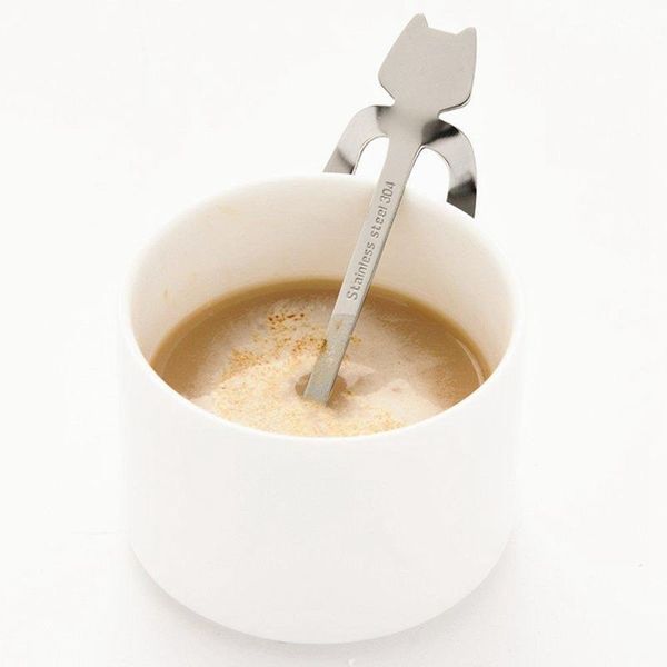 

cute cat форма кафе, чай, сахар и торт 4 х из нержавеющей стали ложка (серебро) кофе совка