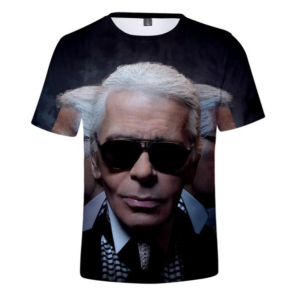 

karl 3d digital print mens tshirts fashion brand mens lagerfeld short sleeve designer cotton tees, White;black