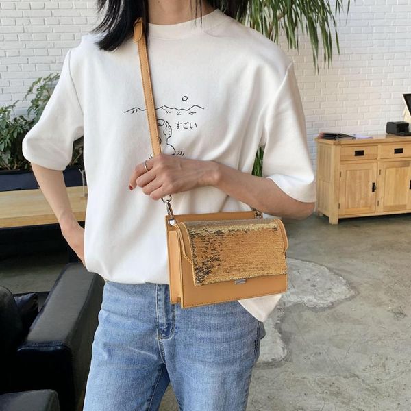 

2020 new sequined messenger bag fashion women bling shiny shoulder bag ladies pu leather evening party flap